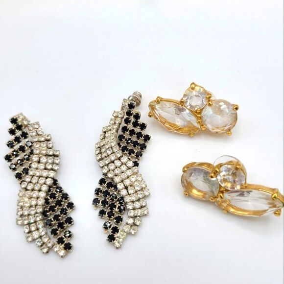 2 pair crystal earrings,  pierced as shown - Picture 5 of 8